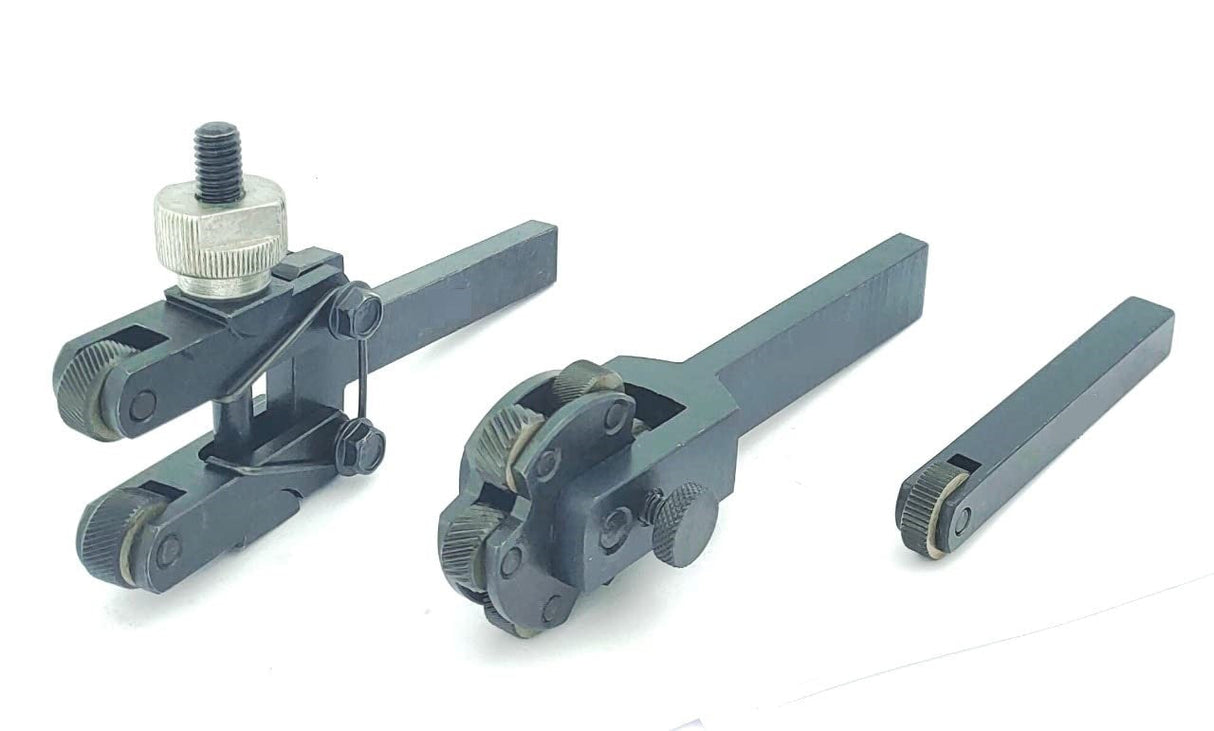 Knurling tool holder components for metalworking lathe