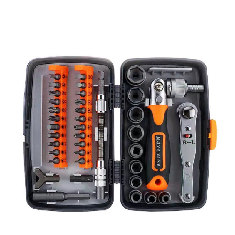 38 Pcs Interchangeable screw driver heads Set and 10 hex Drive Socket Set ratchet adjustable wrench All in One Screwdriver Set