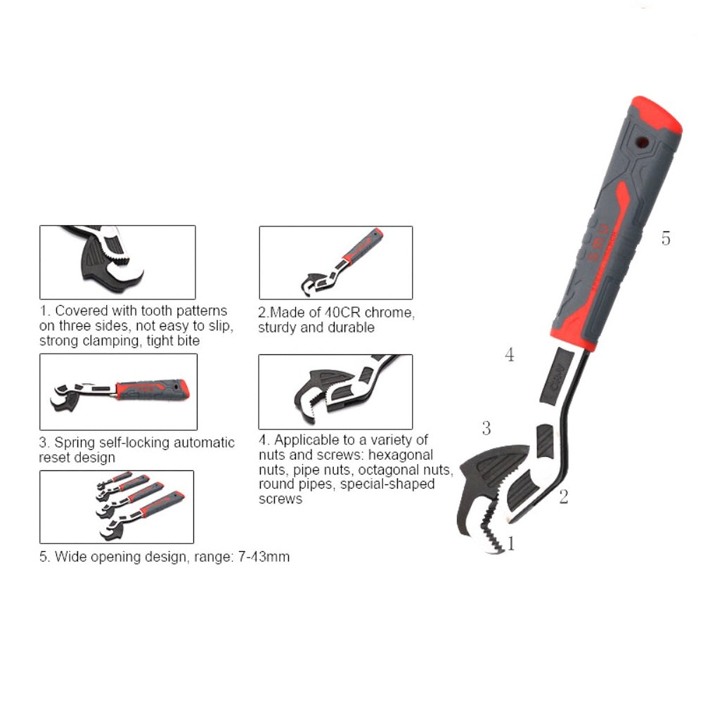Self Adjusting Locking Wrench Multifunctional Universal Adjustable Pipe Wrench