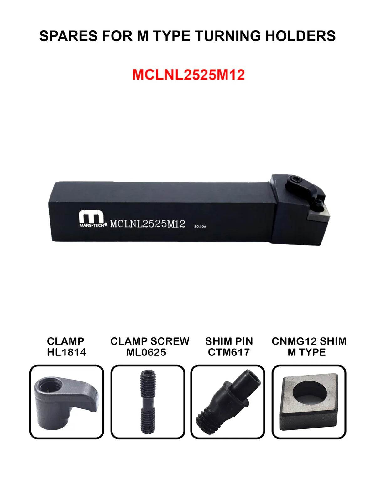 MCLNL / MCLNR Turning Holder for CNMG1204 Insert – 2020 & 2525 Shank, Left & Right Hand