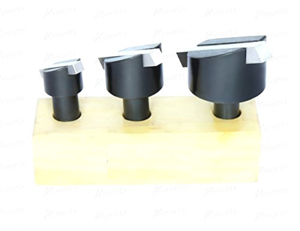 Fly Cutting Tool Set of 3 Pcs with HSS Tool Bit- 1/2" Inch Shank (Head Diameter 3/4", 1-1/8" & 1-1/2" Inches) With Wooden Stand