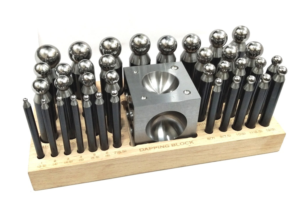 Precision Steel Dapping Block Doming Die Punch Jumbo Set of 37 Pcs- Jewelry Making,Shaping
