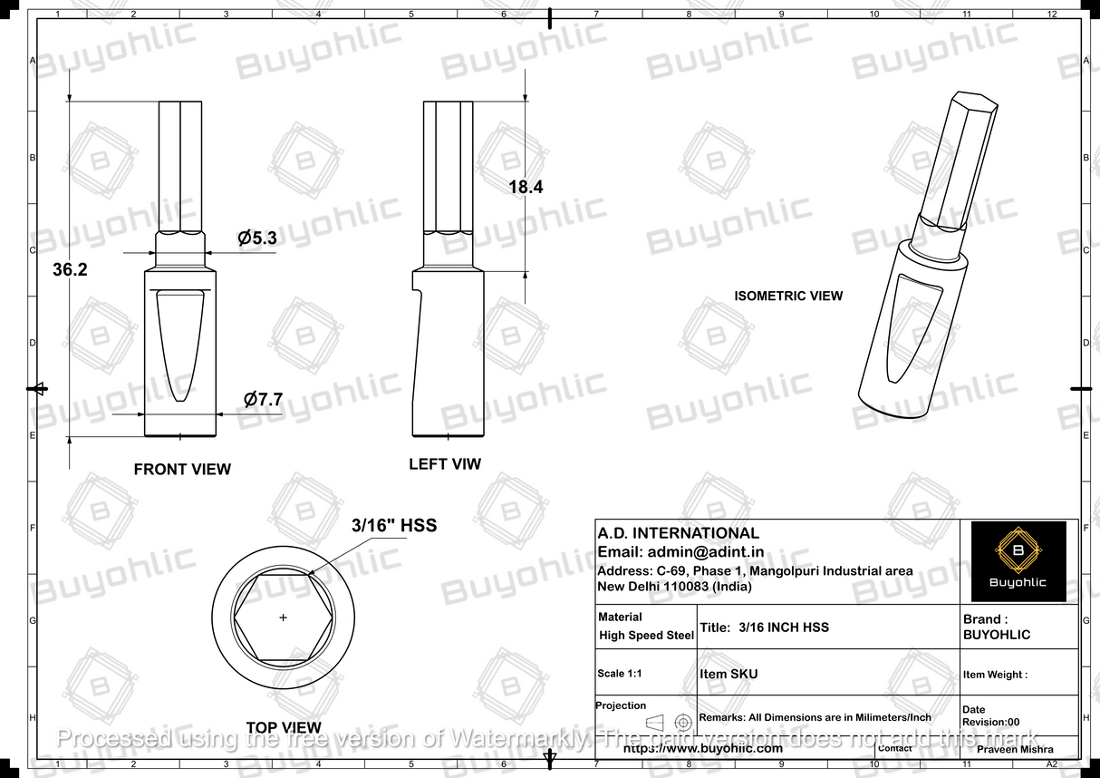 Hardened steel revolving tailstock center for long durability