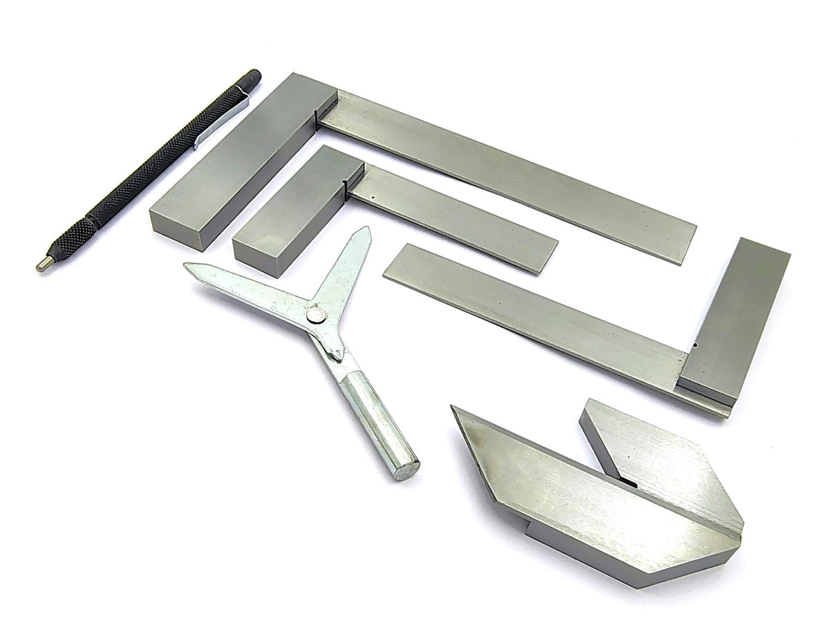 New Starter Engineer Kit (Try Squares, Center Squares, Carbide Scriber Pen, & Y Center Finder) Supplied With Plastic Case