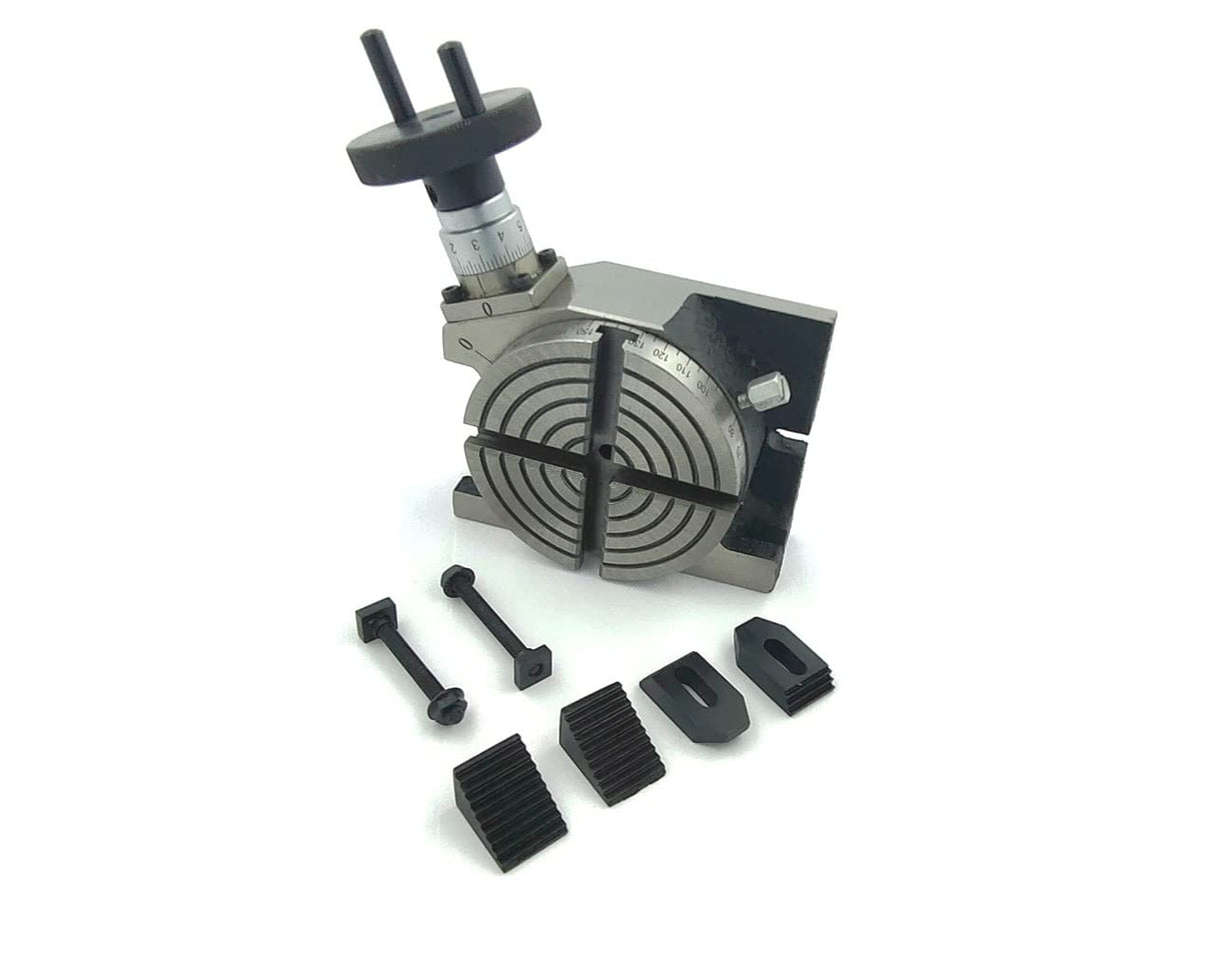Horizontal Vertical 4" Inch II 100 mm Rotary Milling Indexing Table with M6 Clamp Kit