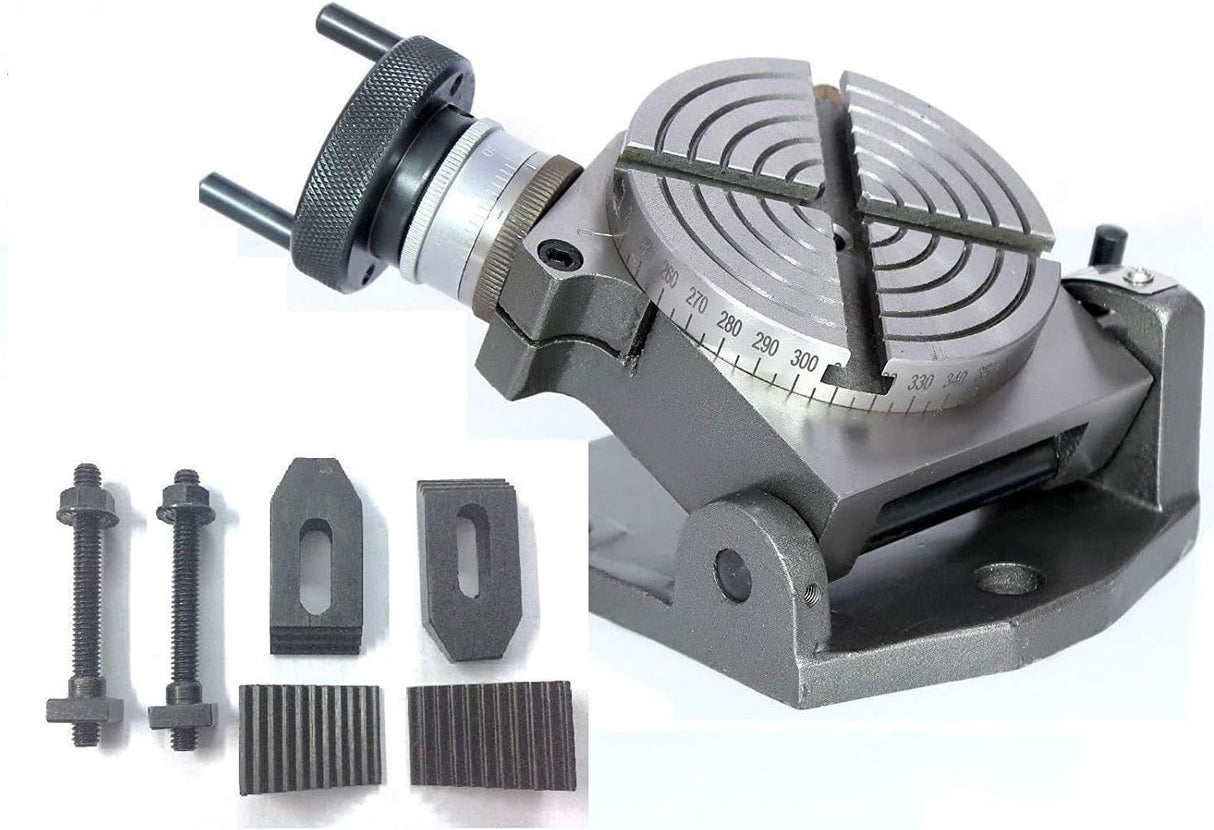 Horizontal Vertical 4" Inch II 100 mm Rotary Milling Indexing Table with M6 Clamp Kit