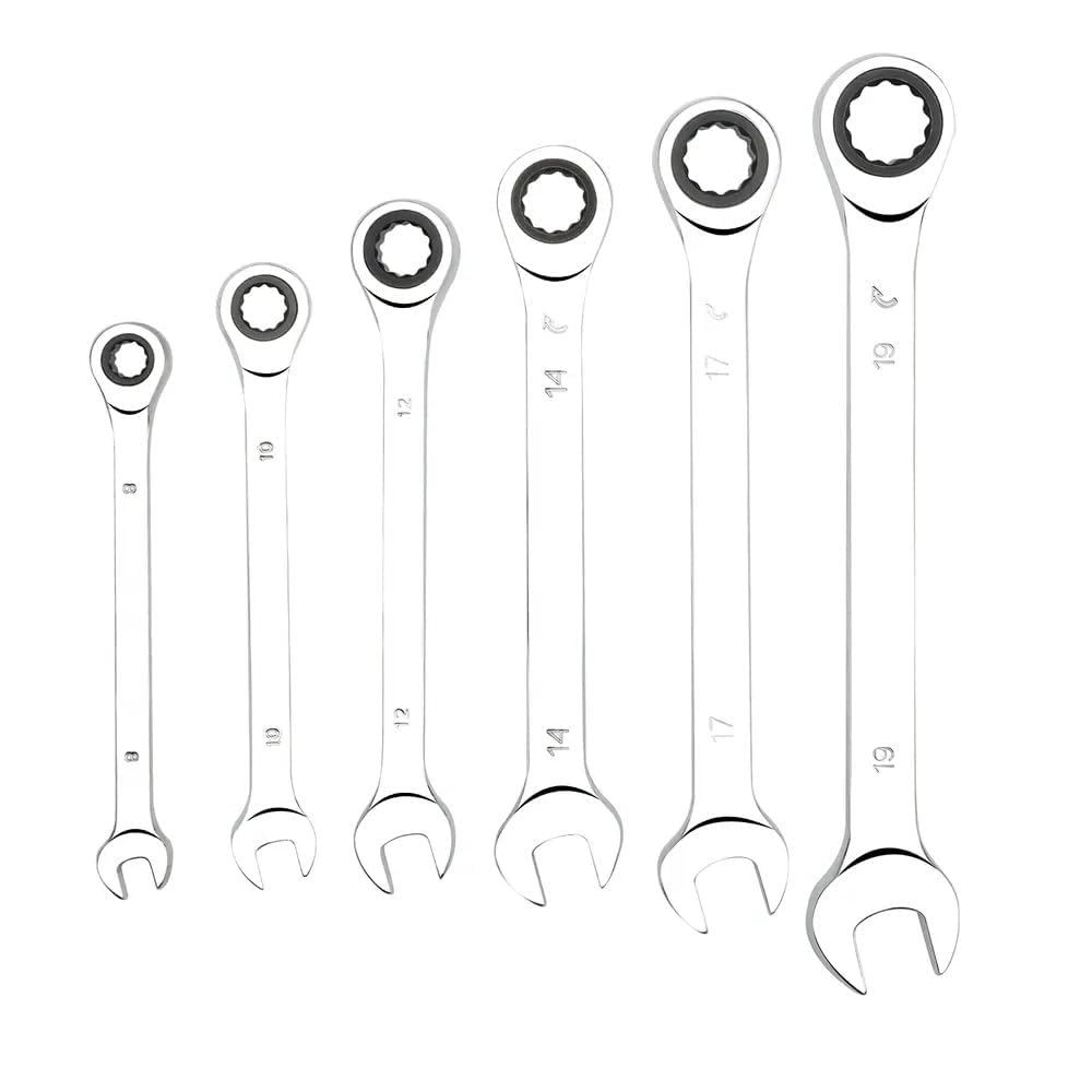 7 pcs Ratchet Wrenches Set Metric 8 to 19mm Standard Spanners Combination Wrench Set