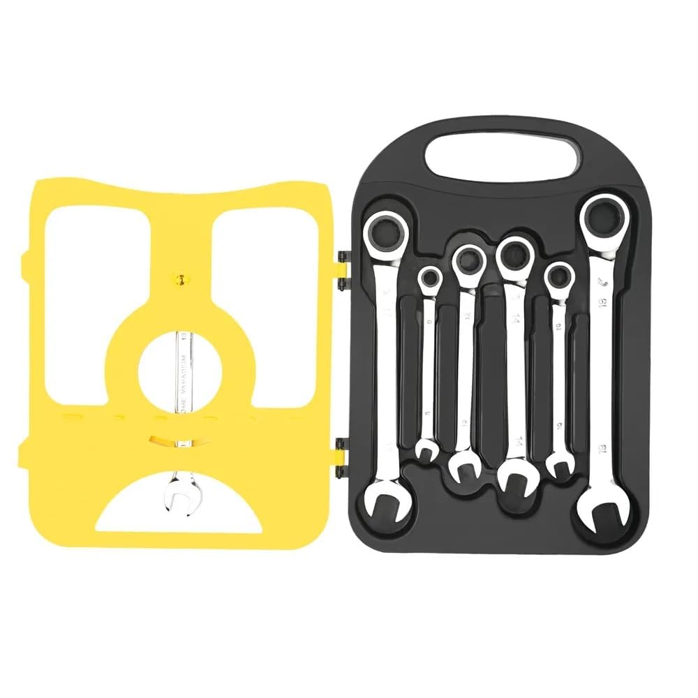 7 pcs Ratchet Wrenches Set Metric 8 to 19mm Standard Spanners Combination Wrench Set