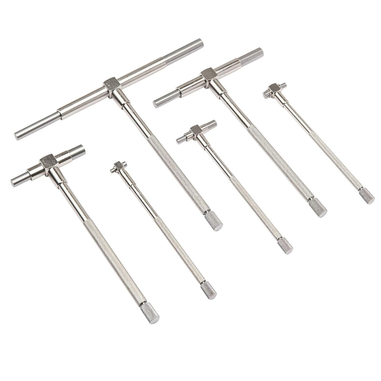 5/16'' to 6'' Telescoping Gage Set of 6 pcs T-Bore Hole Gauges Satin Chrome Finished