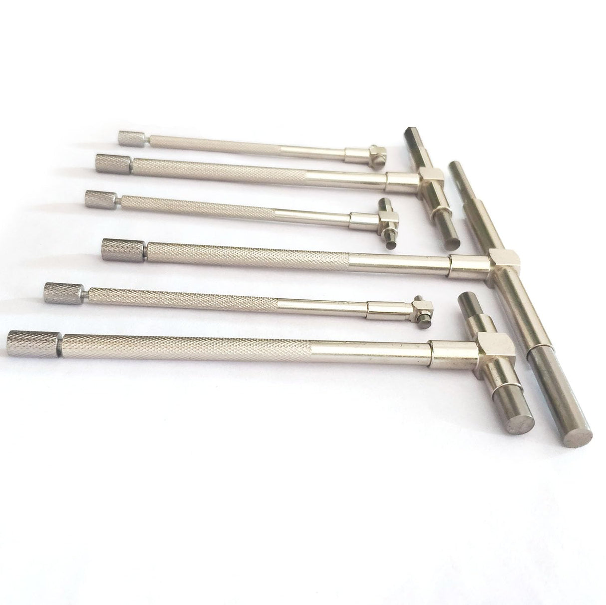 5/16'' to 6'' Telescoping Gage Set of 6 pcs T-Bore Hole Gauges Satin Chrome Finished