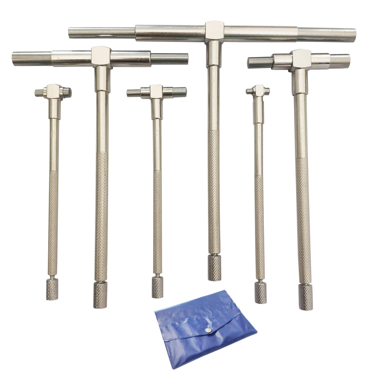 5/16'' to 6'' Telescoping Gage Set of 6 pcs T-Bore Hole Gauges Satin Chrome Finished