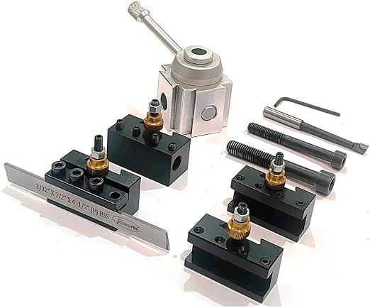 Lathe quick change tool holder set with multiple cutting tools