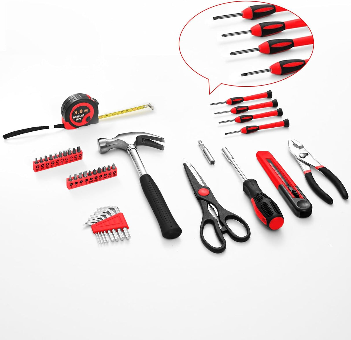 39 Piece General Household Hand Tool Kit Starter Set with Plastic Toolbox Storage Case
