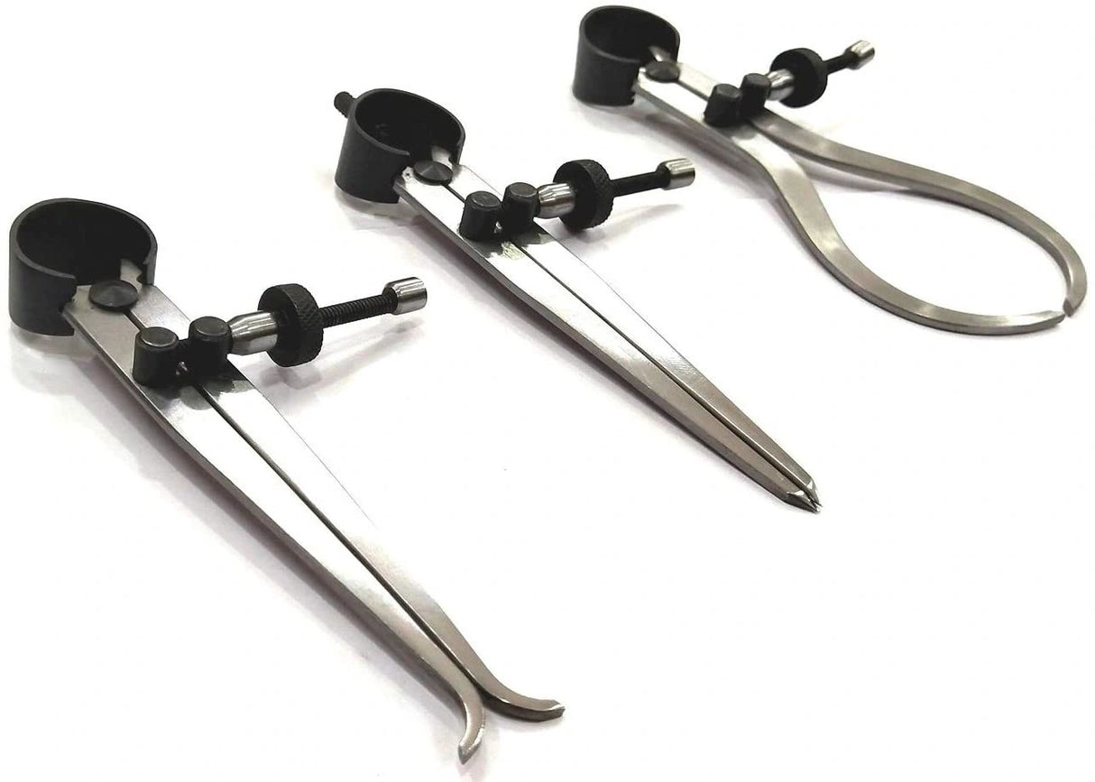 Set of 3 Pieces Spring Caliper Set - Inside, Outside & Divider Measuring Tool