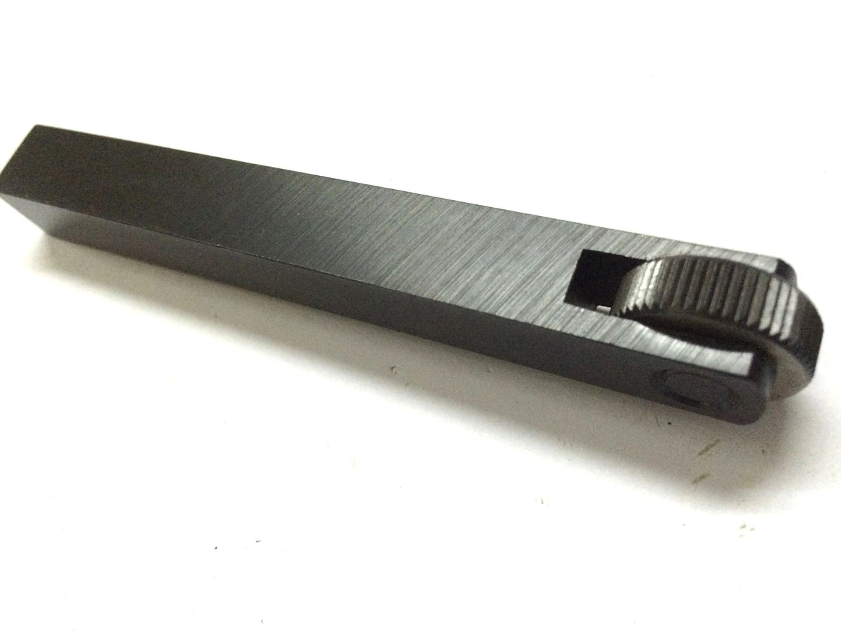 Lathe knurling tool holder arm close view