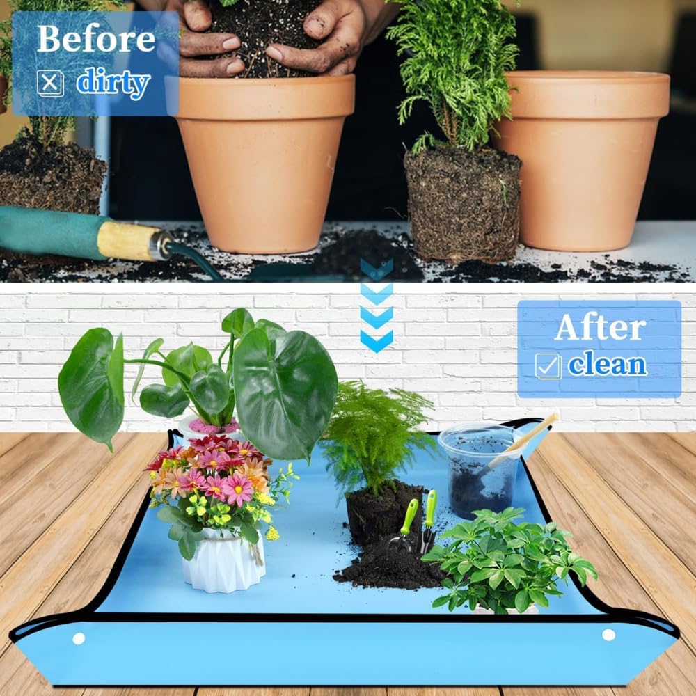 Repotting Mat for Indoor Plant Transplanting and Mess Control Waterproof Potting Mat, Square Planting Tray, Gardening Gifts for Plant Lovers