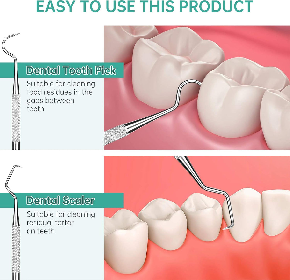 Professional Dental Tool Kit I Medical Safe-Stainless Steel I Dentist Pick, Dental Tarter Scraper for Tooth Stains Remover