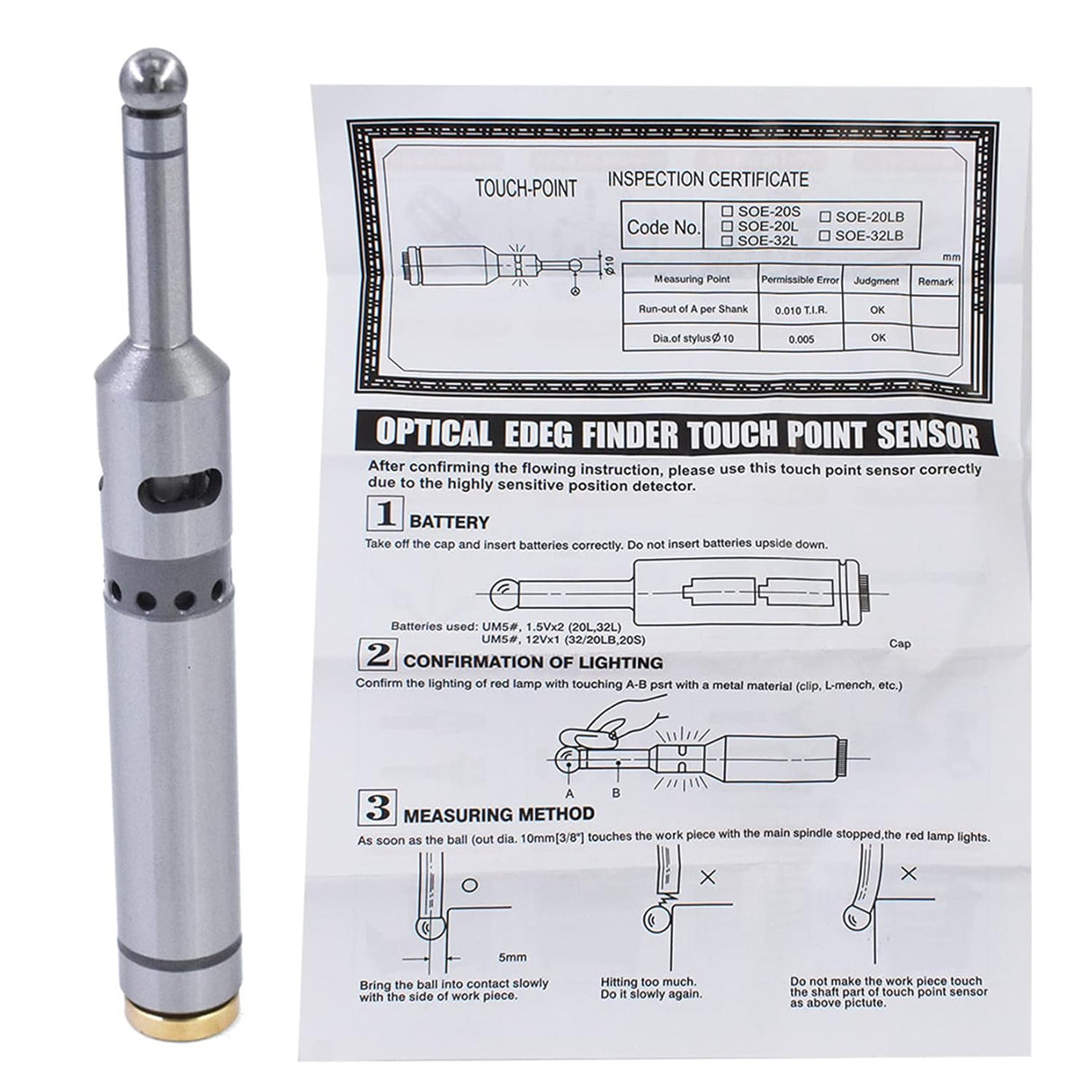 Electronic Edge Center Finder with LED and Beep for Milling CNC Lathe