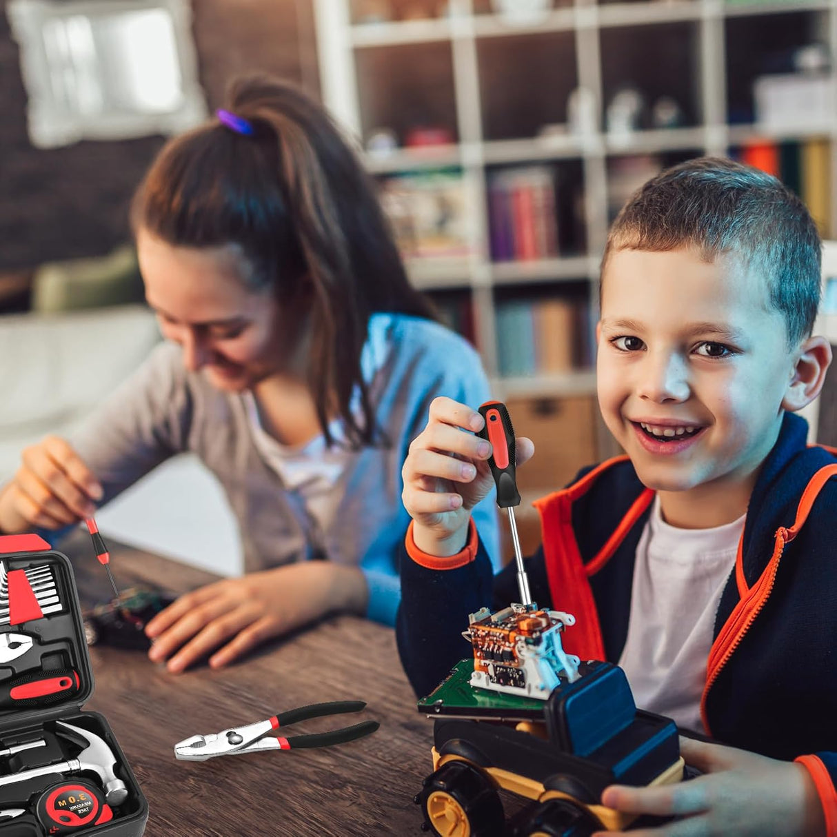 39 Piece General Household Hand Tool Kit Starter Set with Plastic Toolbox Storage Case