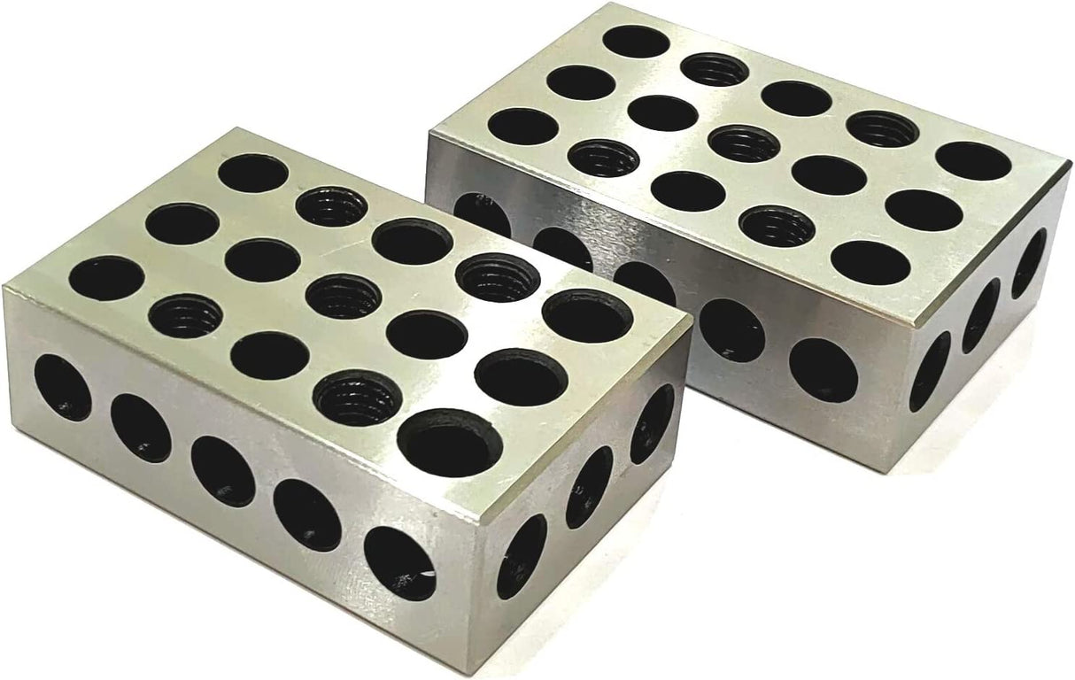 Tool Steel EN31 Deep Hardened Ultra Precision 1-2-3 Blocks (23 Holes) (1 Pair (2 Pcs))