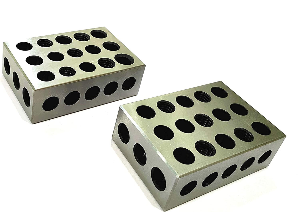 Tool Steel EN31 Deep Hardened Ultra Precision 1-2-3 Blocks (23 Holes) (1 Pair (2 Pcs))