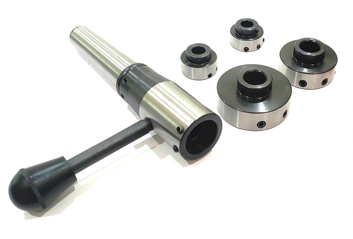 Side view showing installed lathe tailstock die holder assembly