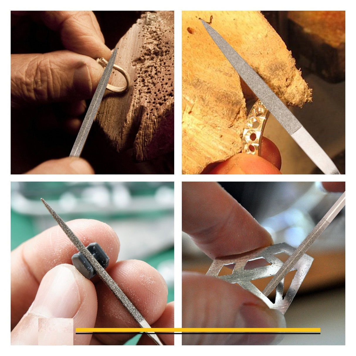 6-Pieces Needle File Set Hand Metal Files Flat Warding, Square, Triangular, Round, and Half-Round File.
