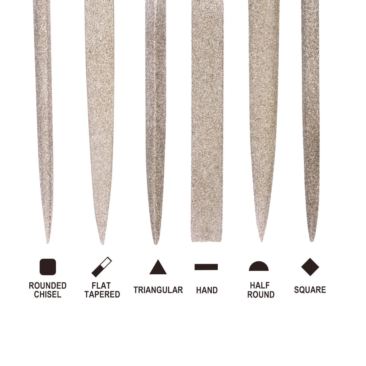 6-Pieces Needle File Set Hand Metal Files Flat Warding, Square, Triangular, Round, and Half-Round File.