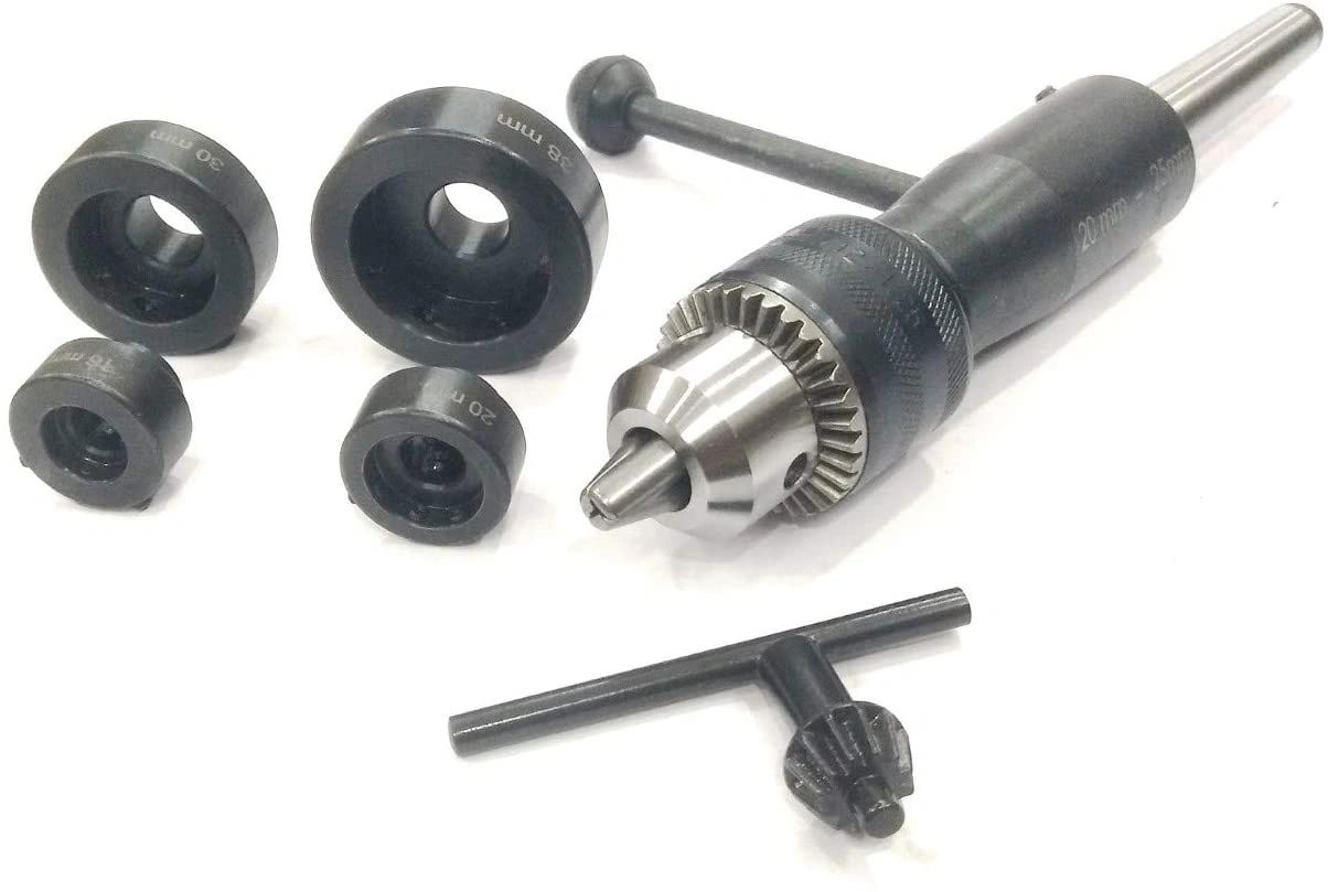 Threaded drill chuck fitted on tailstock die holder