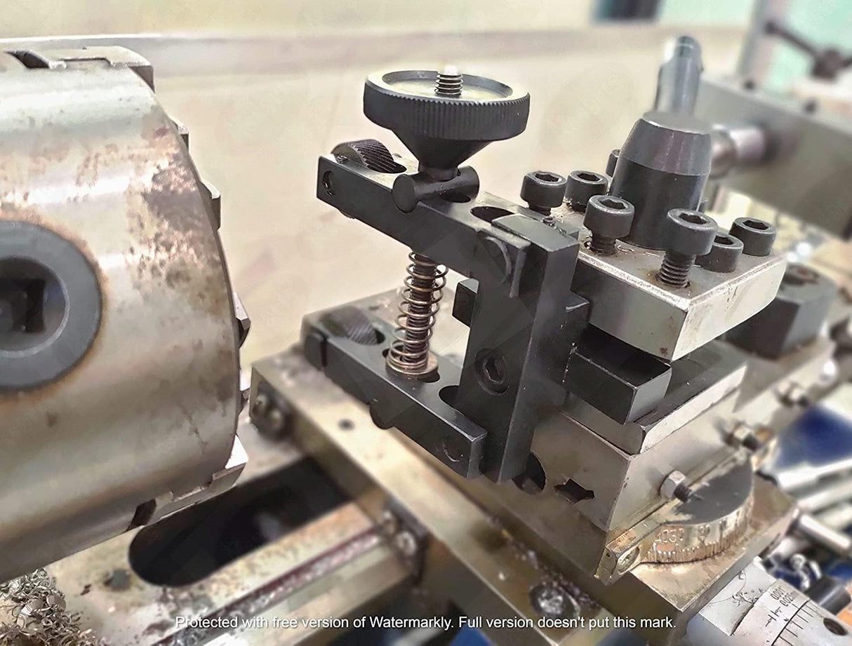 Lathe knurling tool clamp type showing knurl wheels and adjustment screw