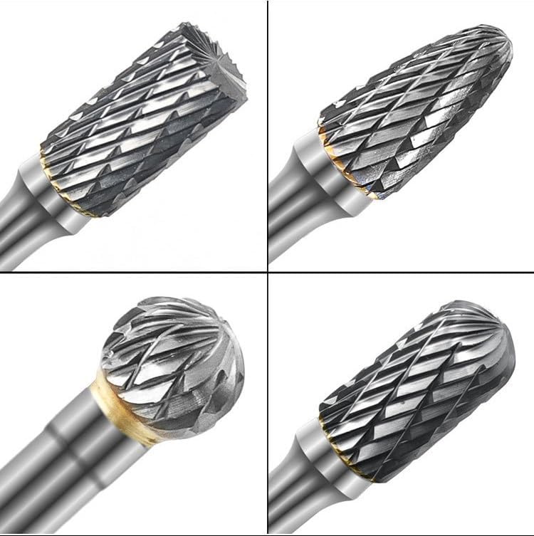 Set of 8 pcs Tungsten Carbide Burr Set 1/4" Shank Wood Stone Carving Cutting Engraving Grinder Kit Attachment Rotary Tool Accessories Set Harder than Diamond