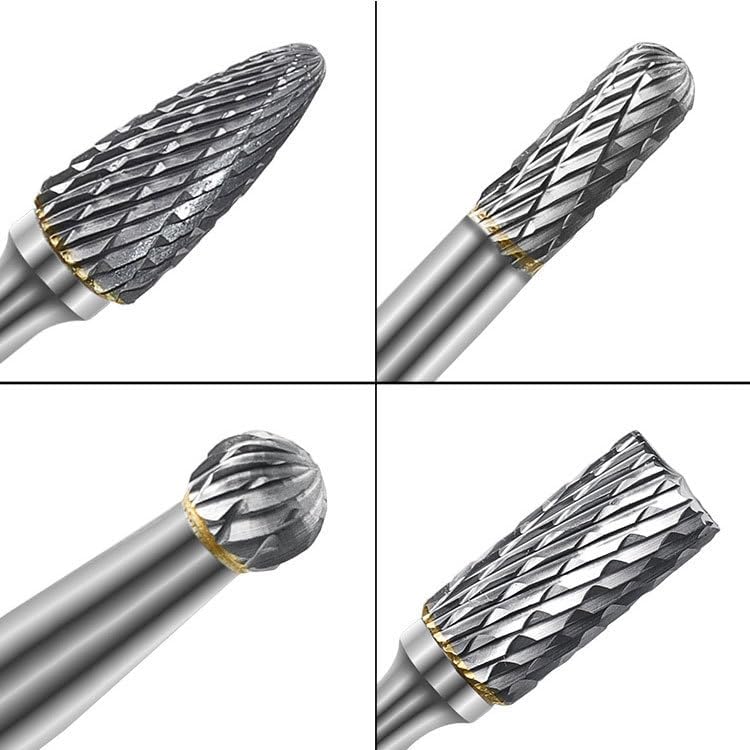 Set of 8 pcs Tungsten Carbide Burr Set 1/4" Shank Wood Stone Carving Cutting Engraving Grinder Kit Attachment Rotary Tool Accessories Set Harder than Diamond