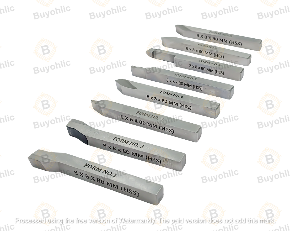 HSS lathe forming tools 8x8x80 mm set