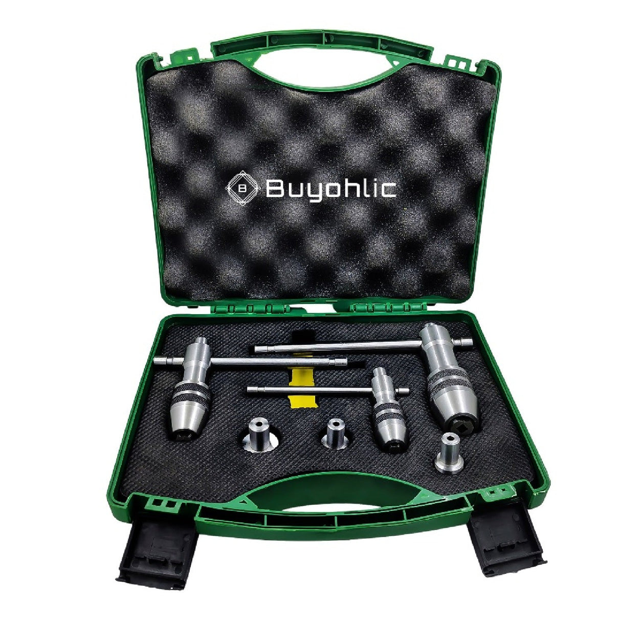 Precision Guiding Tap 3 Pcs Set Wrenches with Freely Spinnable Cap -Design with Accurate Runout Control with Plastic Box