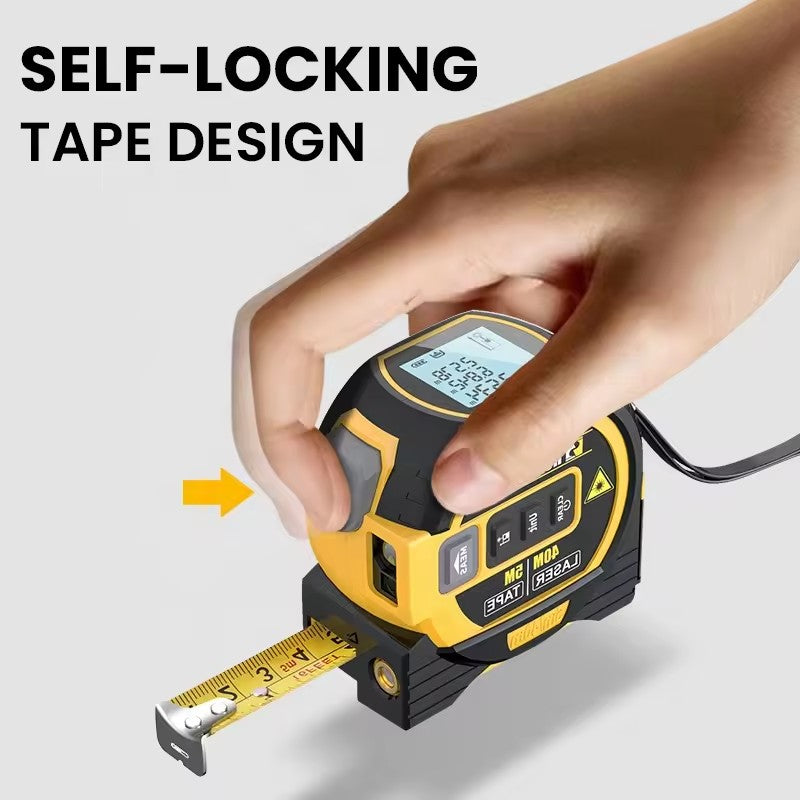 3-in-1 Laser Tape Measure 196 Ft Rechargeable Laser Measurement Tool & 16Ft Measuring Tape Movable Magnetic Hook Pythagorean Mode, Measure Distance, Area and Volume