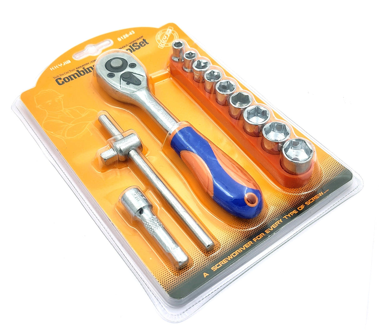 Buyohlic 3/8-Inch Drive Extendable Ratchet socket wrench set with 9 Pcs Hex Drive Socket Set