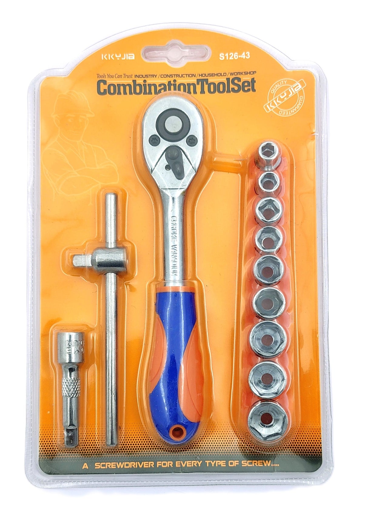 3/8-Inch Drive Extendable Ratchet socket wrench set with 9 Pcs Hex Drive Socket Set