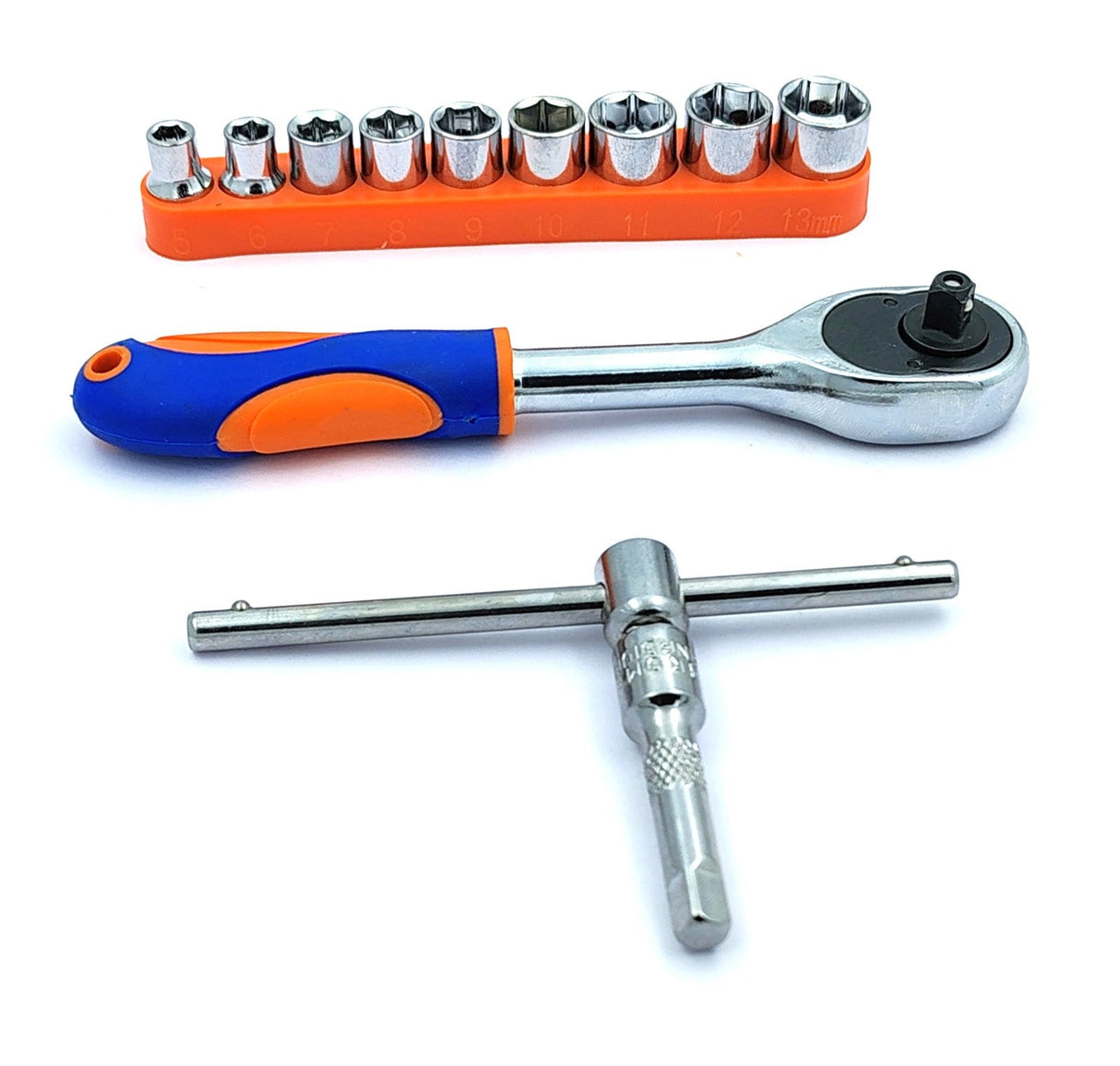 Buyohlic 3/8-Inch Drive Extendable Ratchet socket wrench set with 9 Pcs Hex Drive Socket Set