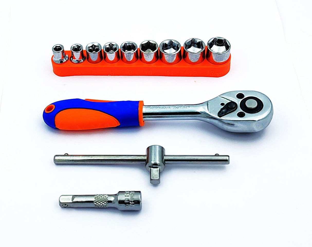 3/8-Inch Drive Extendable Ratchet socket wrench set with 9 Pcs Hex Drive Socket Set