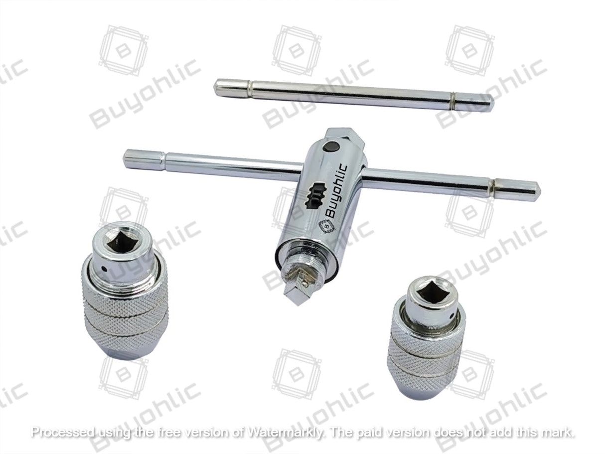 Ratchet Type Tap Wrench with Interchangeable Heads Set Capacities 1/8" to 1/4" & 1/4" to 1/2"