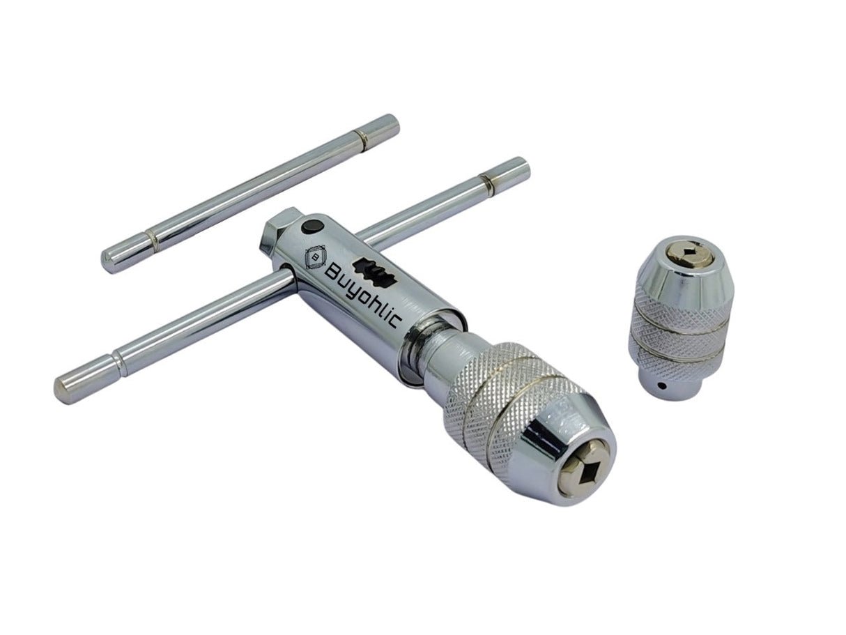 Ratchet Type Tap Wrench with Interchangeable Heads Set Capacities 1/8" to 1/4" & 1/4" to 1/2"