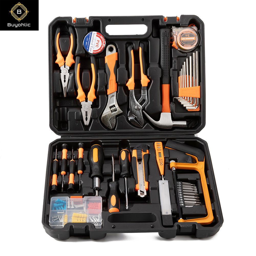 36 Pcs Complete Repair General Hand Tool Set for Men Women - Household Tool Kit for Home Improvement with Hammer & Pliers Set & Ratchet Wrench & Socket & Portable Tool Box Case