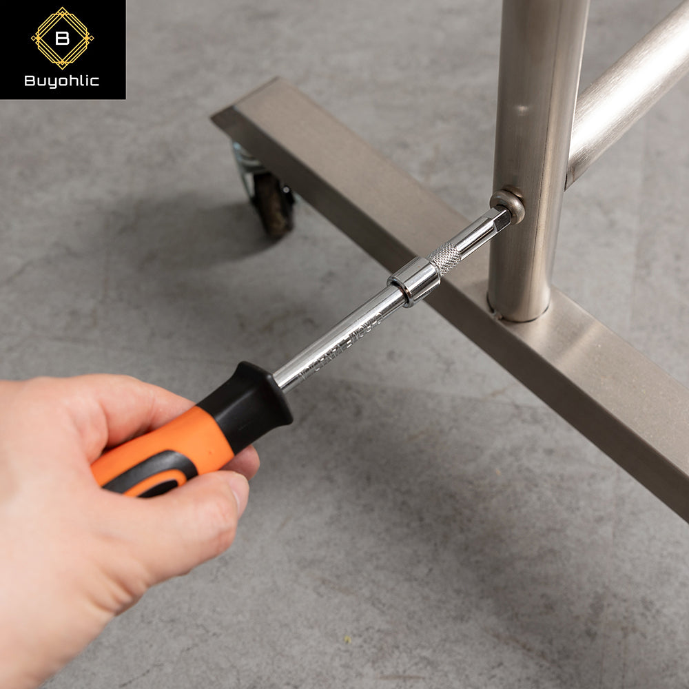 Buyohlic 41-Pieces Drive Socket Set 1/4'' and 1/2'' Metric and Imperial Sockets Quick Release Reversible Ratchet