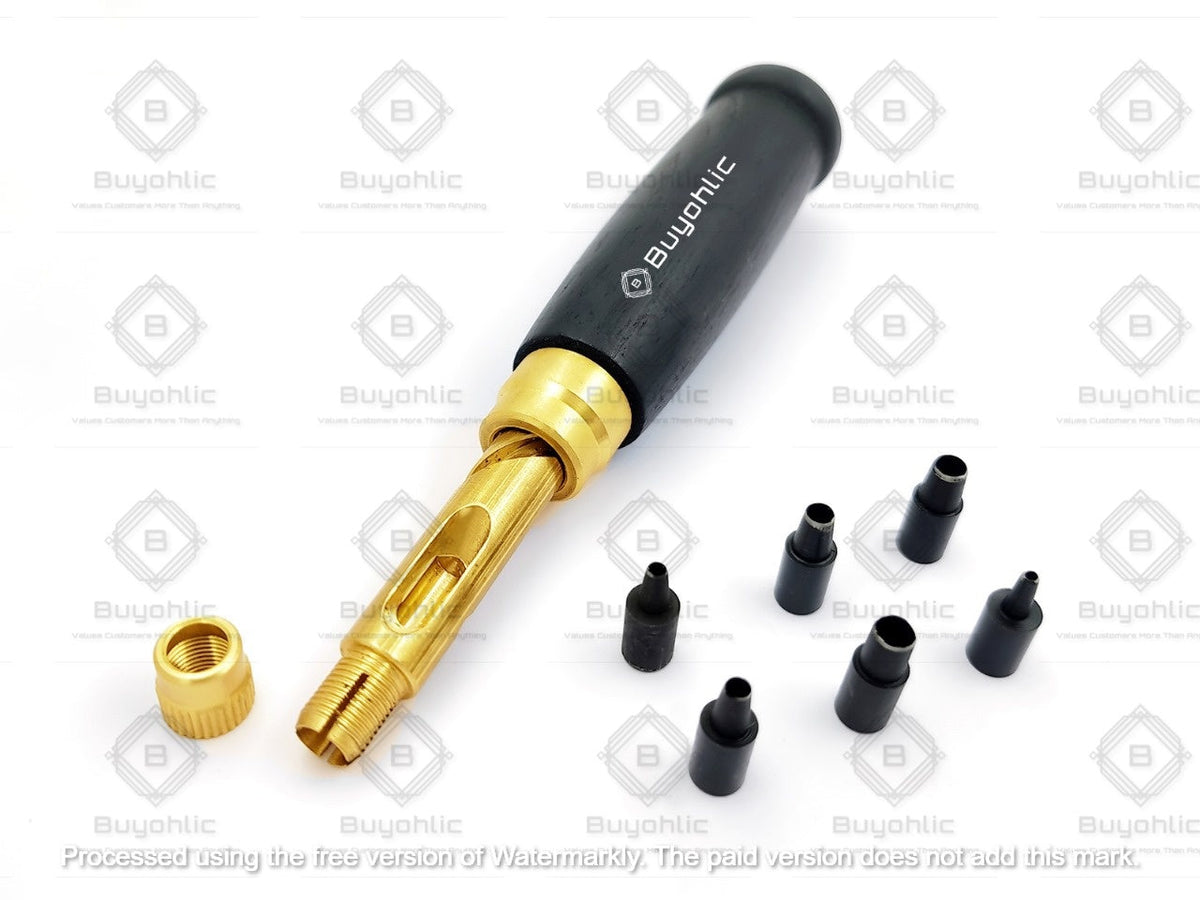 Screw Punch Set Wood Handle Belt Hole Puncher, Adjustable Leather Hole Punch Tool