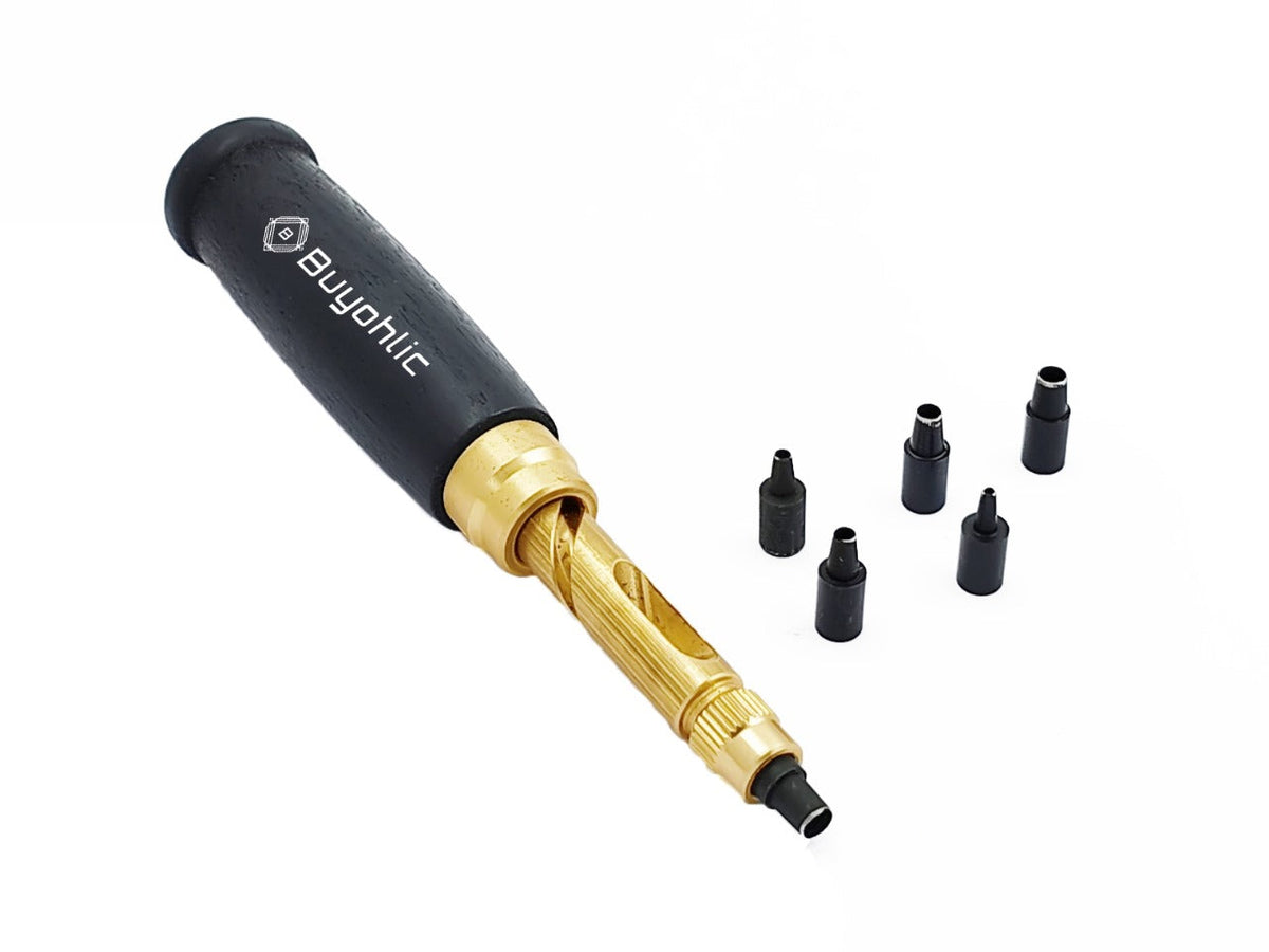 Screw Punch Set Wood Handle Belt Hole Puncher, Adjustable Leather Hole Punch Tool