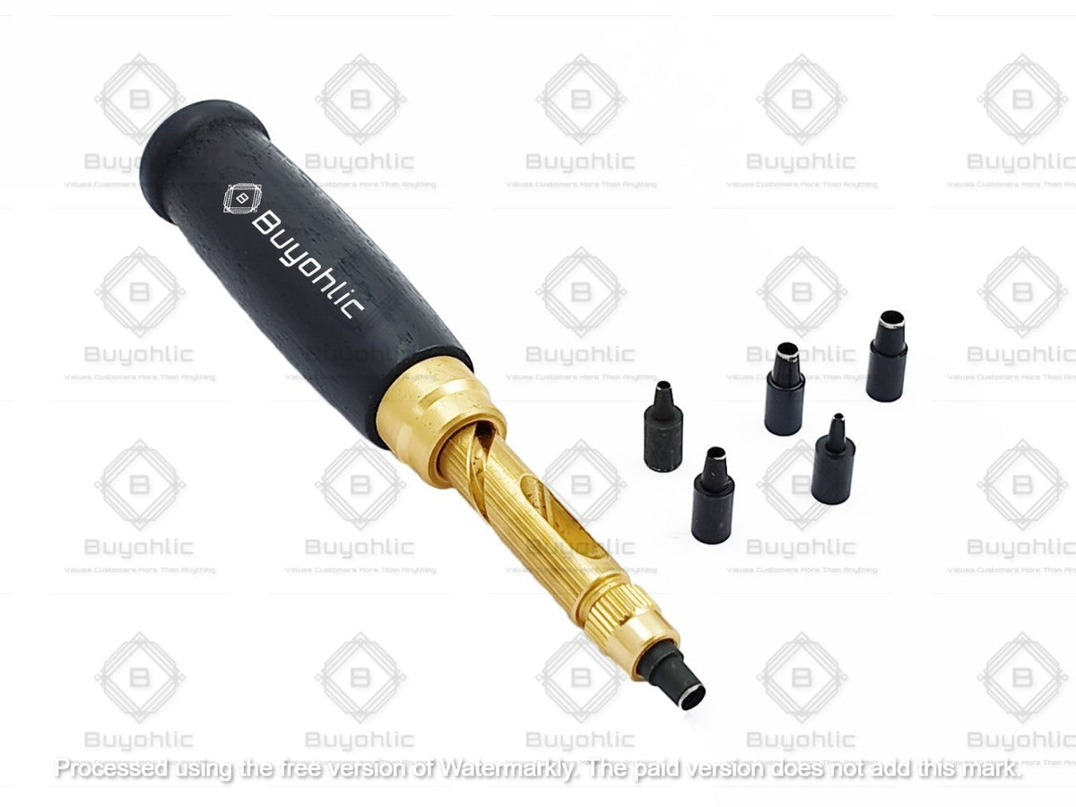 Screw Punch Set Wood Handle Belt Hole Puncher, Adjustable Leather Hole Punch Tool
