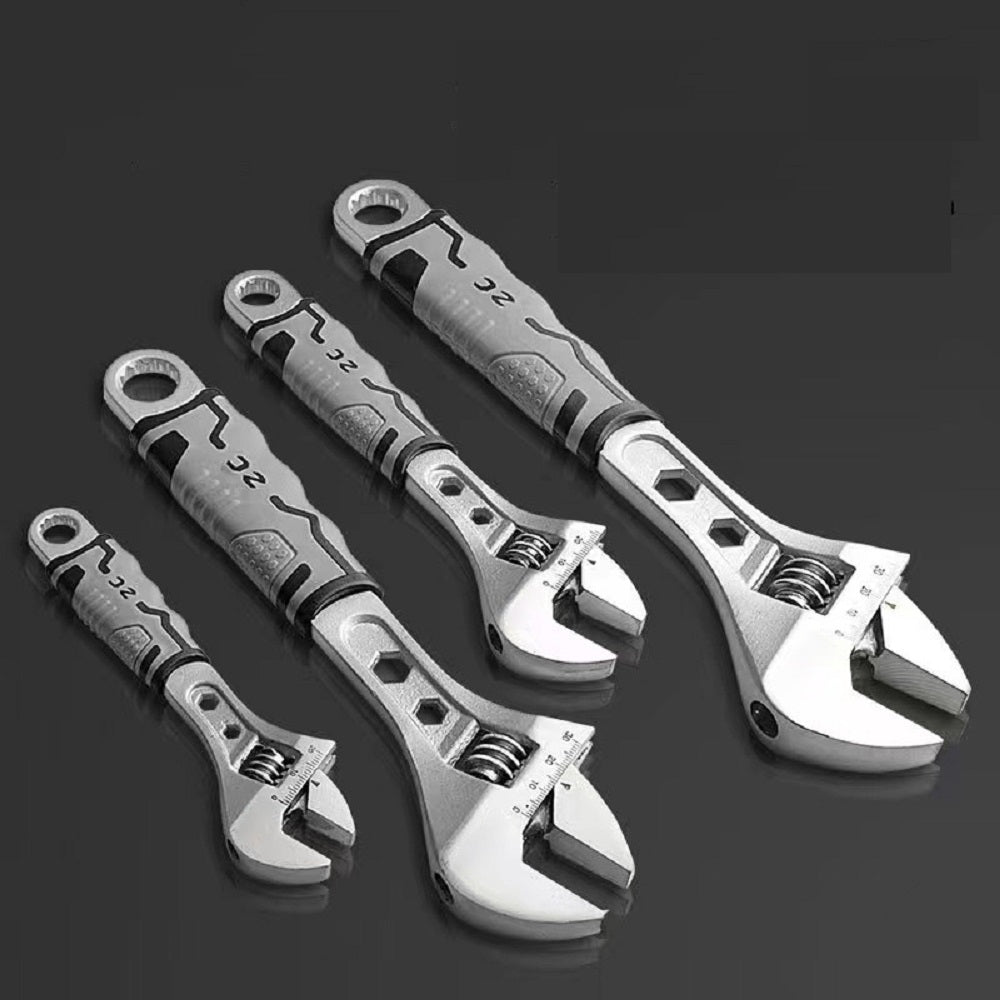 Adjustable Wrench with Black Handle Forged, Heat Treated, Chrome-plated