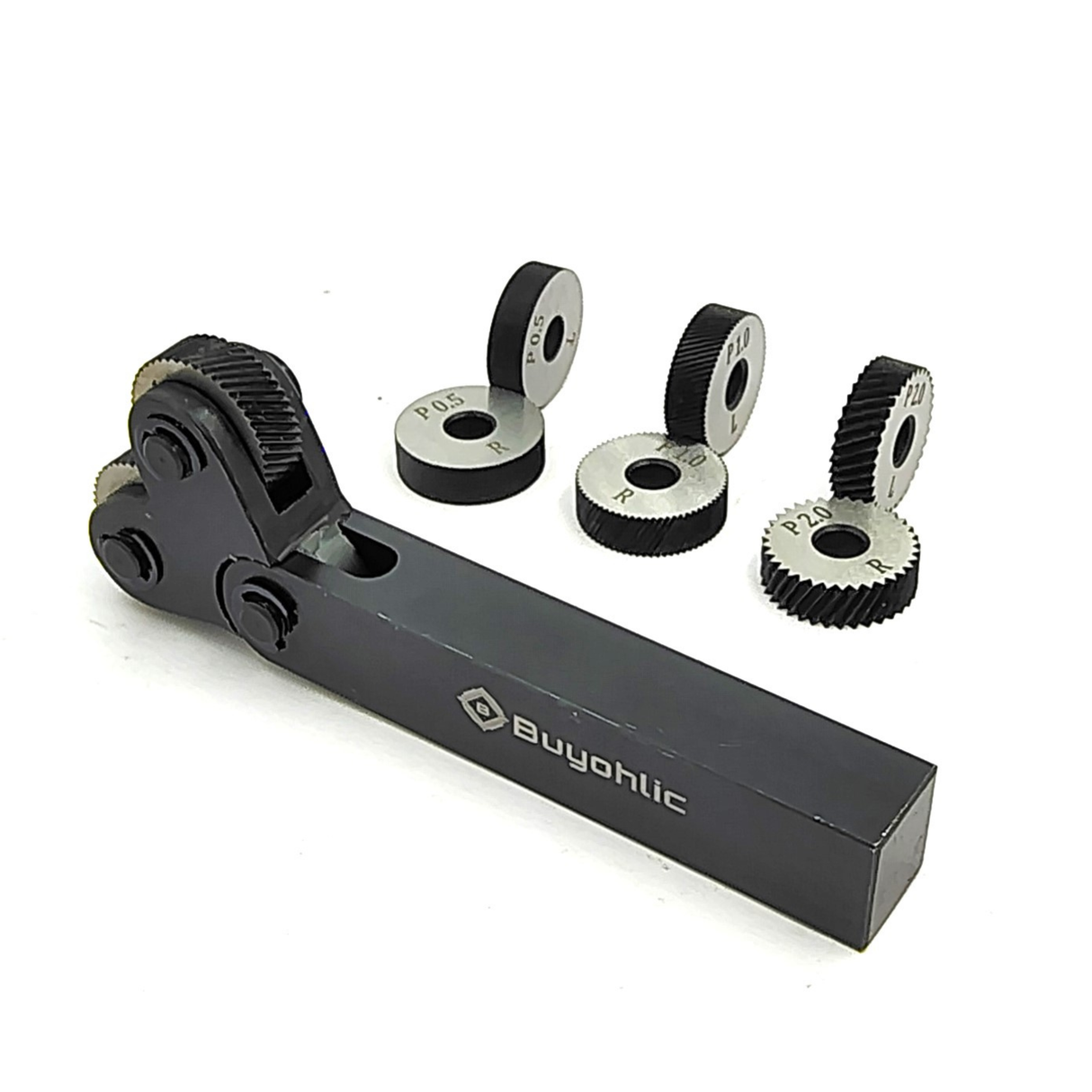 Lathe knurling tool with interchangeable knurl wheels