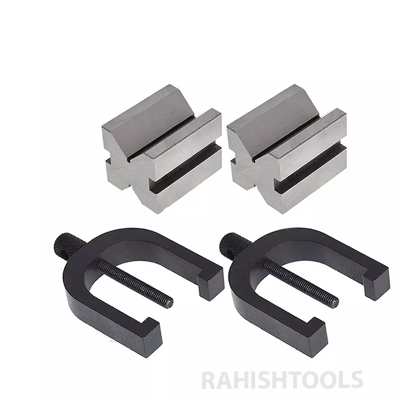 Hardened Tool Steel Vee V Block Pair Set with Clamps (32 x 32 x 40 mm (25 mm Capacity))