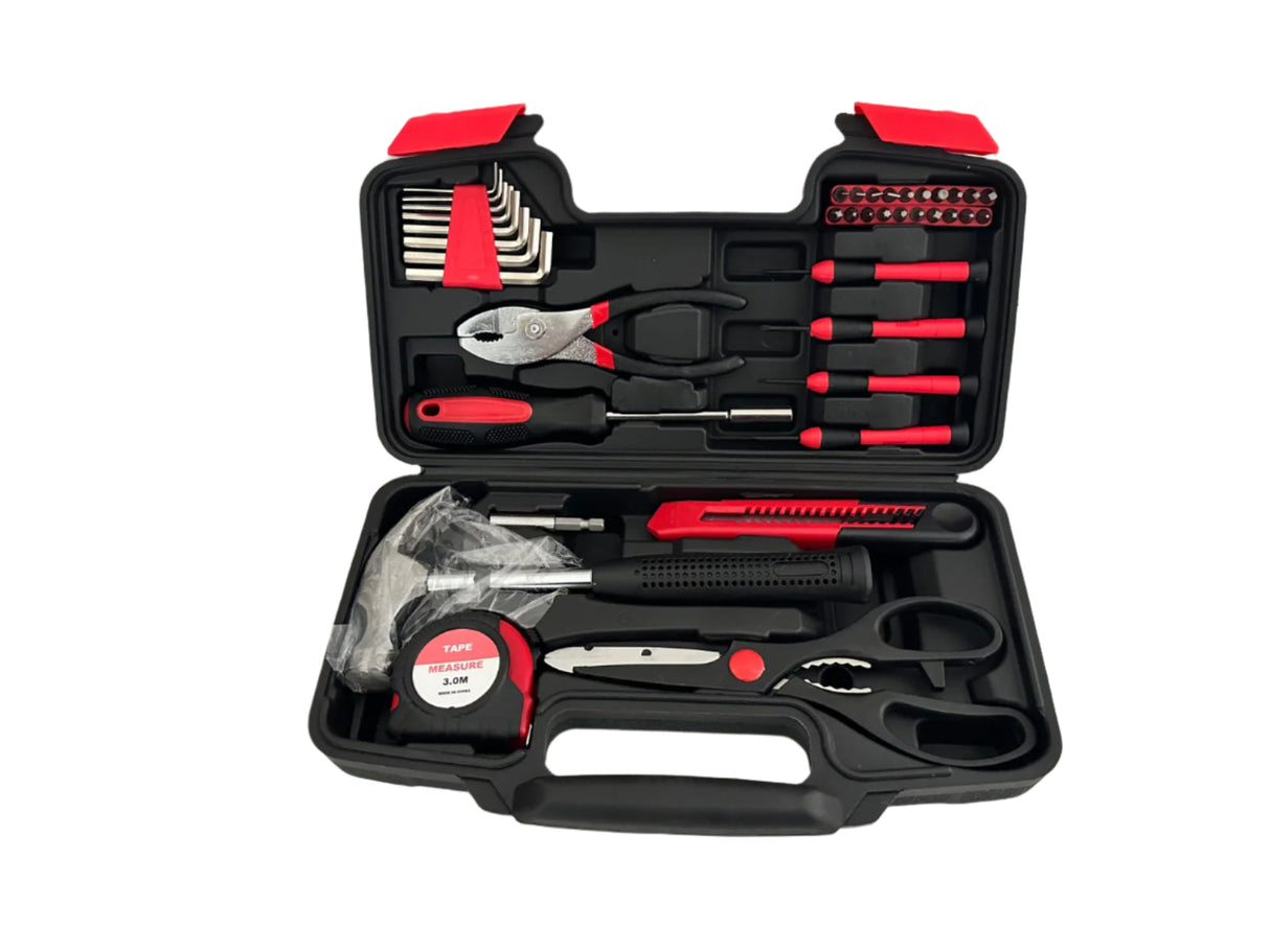 39 Piece General Household Hand Tool Kit Starter Set with Plastic Toolbox Storage Case